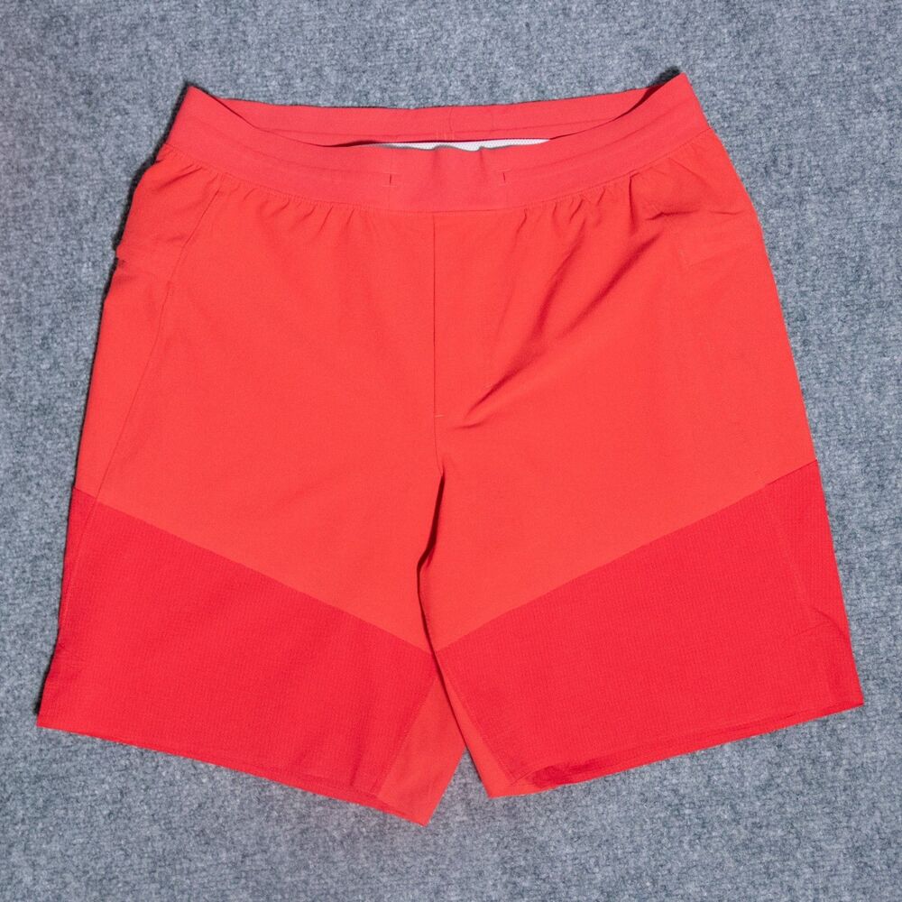 Lululemon Train to Beach 8” Shorts Men's Medium Mesh Lined LM7AJGS Red Hybrid
